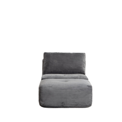 Modern Memory Foam Compressed Sofa,Single Chaise Longue for Living Room,Pet-Friendly Cloud Modular Sectional Sofa,Corduroy Fabric,Movable Ottoman,No assembly required,Grey