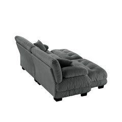 Cloud Couch Sleeper Sofa for Living Room, Chenille 2 Seater sofa with 2 Lumbar pillows and 2 throw pillows , Upholstered Wide Arm Sofa with 2 Ottomans,Chenille Gray