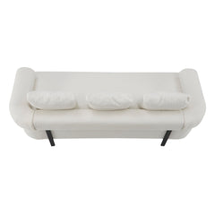78' Modern 3-Seater Beige Upholstered Sofa, Oversized Comfy Couch with 3 Plush Pillows for Living Room, Bedroom, Apartment