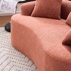 LY-025S Coral Curved Loveseat: Compressed No Assembly, Chenille Small Sofa, 30D Sponge, Compact for Apartments, 65' L, 300Lbs, 3 Pillows