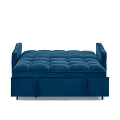 Loveseats Sofa Bed with Pull-out Bed,Adjsutable Back and Two Arm Pocket,TypeC and USB Charging with Copper nail,Blue (47'x53'x31')