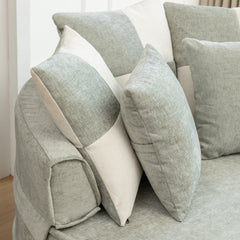 Modern Oversized Blue Round Barrel Accent Chair with Ottoman - Velvet Upholstered Lounge Armchair with 5 Pillows for Living Room or Bedroom