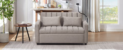 Convertible Sofa Bed Loveseat with USB Ports, Side Pockets, Cup Holders & Swivel Phone Holder, Light Grey Bella Fabric