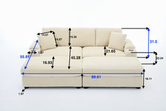 [VIDEO/New]Combination Modular Convertible Sectional Sofa Bed Set,Armrest storage, Stainless steel cup holder, USB, Upholstered Sofa, Deep Seat, Living Room, Loft, Apartment, Office, 2 Colors