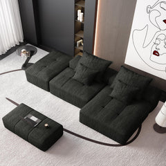Modern Oversized Modular Sectional Sofa with Ottoman, Seat, Chaise lounge and Armrest, Sparkling Chenille Fabric Soft Cushion Sofa with 4 Pillows,4 PCS DIY Combination Tufted Sofa,No Assembly Required