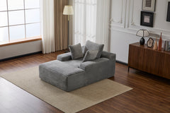 Oversized Chaise Lounge Chair Cozy Cloud Couch, Modern Plush Corduroy Upholstered Sleeper Sofa Daybed with 3 Throw Pillows and Wide Armrest for Living Room, No Assembly Required,Grey