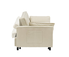 54.30-inch double Upholstered broaching machine, plank support, Upholstered frame broaching machine, Twin bed, beige