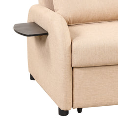 Versatile Pull Out Sofa Sleeper 3 in 1 with Wing Table & USB Charge, Beige Linen, Compact Design