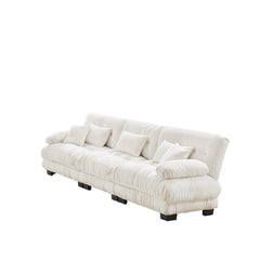 3-Seater Sectional Sofa Modular Deep Seat Sofa Couch , Chenille Sofa Soft Comfy Upholstered Furniture for Living Room, Apartment, Studio, Office,Chenille White