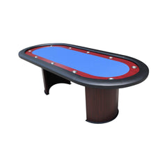 Premium 96" Poker Table With Speed Cloth And Wooden Texture Racetrack For 10 Players (SAK75023)