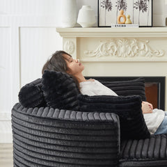 55''L Corduroy Sponge single sofa,No Assembly Required,Fluffy Modern Sleeper Chair for Living room, Bedroom, Lounge and Projection Room(Not a swivel chair.)