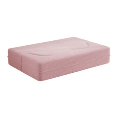 Modern Floor Sofa with 2 Pillows,Convertible Teddy Fabric Foam Filled Sleeper Sofa Bed,15 ' Full Size Folding Mattress for Living Room,Guest Bed,Playroom,No Assembly Required,Pink