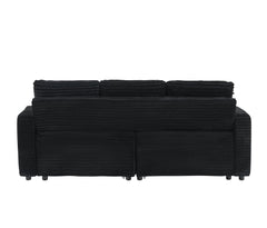80-inch two-in-one folding sofa, foldable hidden lying function, corduroy fabric, equipped with cup holder and pillow, easily adapts to the living room space, black