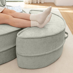 Modern Oversized Blue Round Barrel Accent Chair with Ottoman - Velvet Upholstered Lounge Armchair with 5 Pillows for Living Room or Bedroom