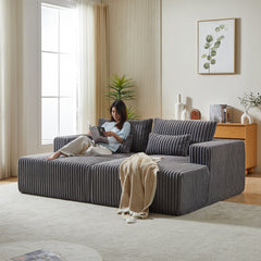 87' Oversized Sectional Lounge Chaise ,No Assembly Required,Cloud Plush Loveseat with Reclining Sofa Bed,Fluffy Modern Sleeper Chair for Indoor Living Room Bedroom