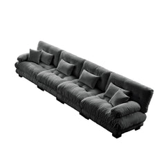 4-Seater Sectional Sofa Modular Deep Seat Sofa Couch , Chenille Sofa Comfy Upholstered Sofa for Living Room, Apartment, Studio, Office,Chenille Gray