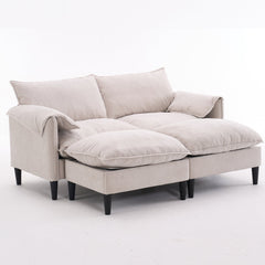 Convertible Combination Sofa, Sofa U-Shaped, Sofa with Footstools with Storage, Beige Sofa for Living Room, Living Room/Bedroom/Office/Small Space 2-Seater Combination Sofa - Beige
