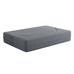 Modern Floor Sofa, with 2 Pillows, Convertible Teddy Fabric Foam Filled Bed, 15 inch Full Size Folding Mattress, Suitable for Living Room, Guest room, Game Room, Grey
