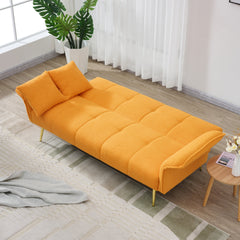 70-inch teddy fleece sofabed, convertible futon sofabed with adjustable arms and backrest, modern love sofa for living room and bedroom.