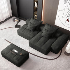 Modern Oversized Modular Sectional Sofa with Ottoman, Seat, Chaise lounge and Armrest, Sparkling Chenille Fabric Soft Cushion Sofa with 4 Pillows,4 PCS DIY Combination Tufted Sofa,No Assembly Required