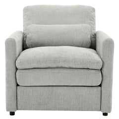 Cozy Upholstered Armchair Oversized Comfy Cloud Sofa Double Cushion Single Sofa in Light Grey Chenille, 31.9'