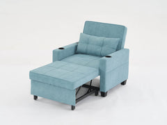 Futon Chair Bed Convertible Chair 3-in-1 Pull Out Sleeper Chair Beds with USB Ports,Wear-resistant and Anti-scratch,  Armchair Bed Sleeper for Living Room (Green Scratch Cloth)