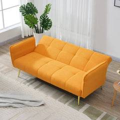 70-inch teddy fleece sofabed, convertible futon sofabed with adjustable arms and backrest, modern love sofa for living room and bedroom.