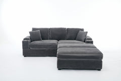 [VIDEO/New]Combination Modular Convertible Sectional Sofa Bed Set,Armrest storage, Stainless steel cup holder, USB, Upholstered Sofa, Deep Seat, Living Room, Loft, Apartment, Office, 2 Colors