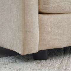 U-Shaped Sectional Sofa w/Reversible Footrest, 5-Seater Convertible Corner Couch with 2 Ottomans ,Modern Minimalist Soft Sofa & Couch for Living Room , Beige Chenille