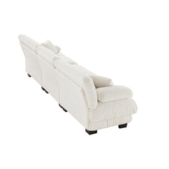 3-Seater Sectional Sofa Modular Deep Seat Sofa Couch , Chenille Sofa Soft Comfy Upholstered Furniture for Living Room, Apartment, Studio, Office,Chenille White