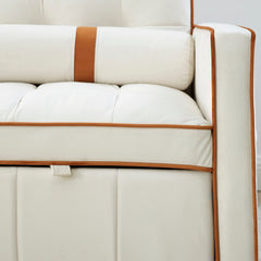 Modern 55.5' Pull Out Sleep Sofa Bed 2 Seater Loveseats Sofa Couch with side pockets, Adjsutable Backrest and Lumbar Pillows for Apartment Office Living Room