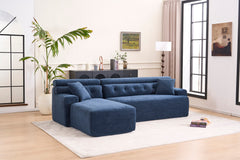 105'' Cloud Sectional Couch with L-Shape Chaise,Modern Modular Sofa with Deep Seat, Boneless Sofa for Living Room Bedroom,No Assembly Required,Blue.