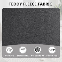 360° Swivel Round Upholstered Comfy Chair With One Soft Pillow, Teddy Fleece High-Resilience Sponge Single Sofa, No Assembly for Living Room, Bedroom, Apartment, Dark Grey.