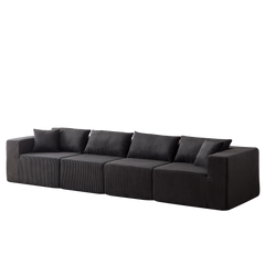 104-Inch Corduroy  Modular L Shaped Sectional Sofa,Luxury Floor Couch Set,Upholstered Indoor Furniture,Foam-Filled Compressed Sofa for Living Room,Bedroom,4 PC Free Combination