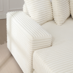 [NEW ARRIVED] [VIDEO PROVIDED] Oversized Two-Piece  Couches,  L Shaped Sofa, Corduroy, Left Chaise Daybed,with Armrests,Eight Throw Pillows,Corner Sofa,Easy To Assemble, Beige