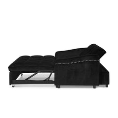 Loveseats Sofa Bed with Pull-out Bed,Adjsutable Back and Two Arm Pocket,TypeC and USB Charging with Copper nail,Black (47'x53'x31')