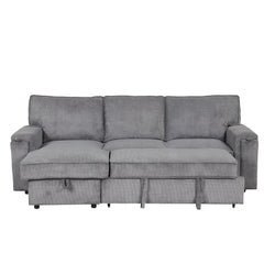 U_STYLE Upholstery Sleeper Sectional Sofa with Storage Bags and 2 cup holders  on Arms