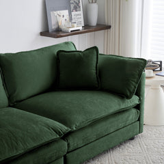 2 Seater Loveseat and Chair Set, 2 Piece Sofa & Chair Set, Loveseat and Accent Chair , 2-Piece Upholstered Chenille Sofa Living Room Couch Furniture(1+2 Seat ) ,Green Chenille