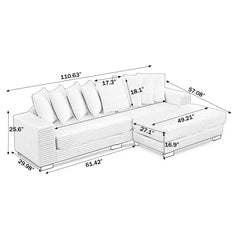 Corduroy Tufted Upholstered Sleeper Sectional Sofa, L-Shaped Modular Convertible Sofa , Can freely change the position of the footrests-Black(Assembly is required)