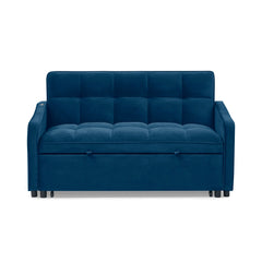 Loveseats Sofa Bed with Pull-out Bed,Adjsutable Back and Two Arm Pocket,TypeC and USB Charging with Copper nail,Blue (47'x53'x31')