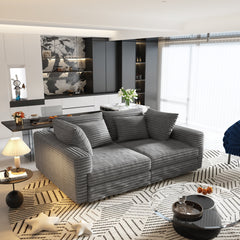 102.4 ' Plush Corduroy 4-Seat Sofa,Modern Comfy Upholstered Sofa Cloud Couch,Deep Seat Couches with Soft Pillows,Convertible Deep Seat Sofa Lounge Chair for Living Room Bedroom,Apartment,Office,Grey