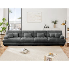 4-Seater Sectional Sofa Modular Deep Seat Sofa Couch , Chenille Sofa Comfy Upholstered Sofa for Living Room, Apartment, Studio, Office,Chenille Gray