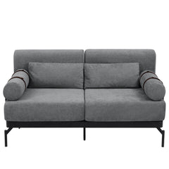 Modern Loveseat Sofa 59' Sofa Couch 2-Seater with USB Ports, Unique Cylindrical Armrests, Grey Chenille