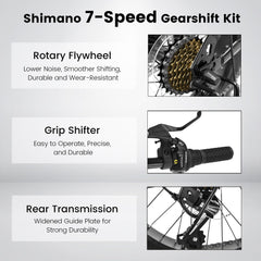S20109 20 Inch Mountain Bike for Kids and Teenagers, High Carbon Steel Frame, Disc Brakes, Durable Wide Tires, Front Suspension, 7-Speed, Ideal for Snow and Off-Road Riding