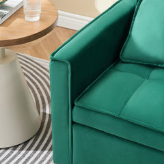 55-inch Green velvet sofa bed, elegant and convenient, with storage pockets, cleverly interpreting the three-in-one conversion