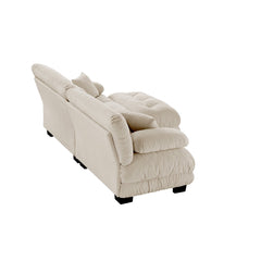 Cloud Couch Sectional Sofa for Living Room, Chenille 2 Seater Sofa with 2 Lumbar pillows and 2 throw pillows , Upholstered Wide Arm Sofa with Convertible Ottoman,Chenille Light coffee