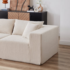 104-Inch Corduroy Modular L Shaped Sectional Sofa,Luxury Floor Couch Set,Upholstered Indoor Furniture,Foam-Filled Compressed Sofa for Living Room,Bedroom,4 PC Free Combination