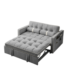Modern 55.5' Pull Out Sleep Sofa Bed 2 Seater Loveseats Sofa Couch with side pockets, Adjsutable Backrest and Lumbar Pillows for Apartment Office Living Room