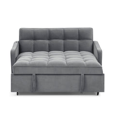 Loveseats Sofa Bed with Pull-out Bed,Adjsutable Back and Two Arm Pocket,TypeC and USB Charging with Copper nail,Grey (47'x53'x31')