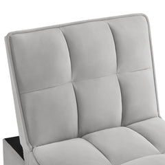 4 in1 Multi-Function Single Sofa Bed with Storage Pockets,Tufted Single Pull-out Sofa Bed with Adjustable Backrest and Pillows ,Convertible  Chaise Lounge,Gray